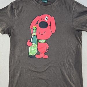 Carlsberg Official Wear Graphic T Shirt Medium Brown Beer Cartoon Dog Pilsner